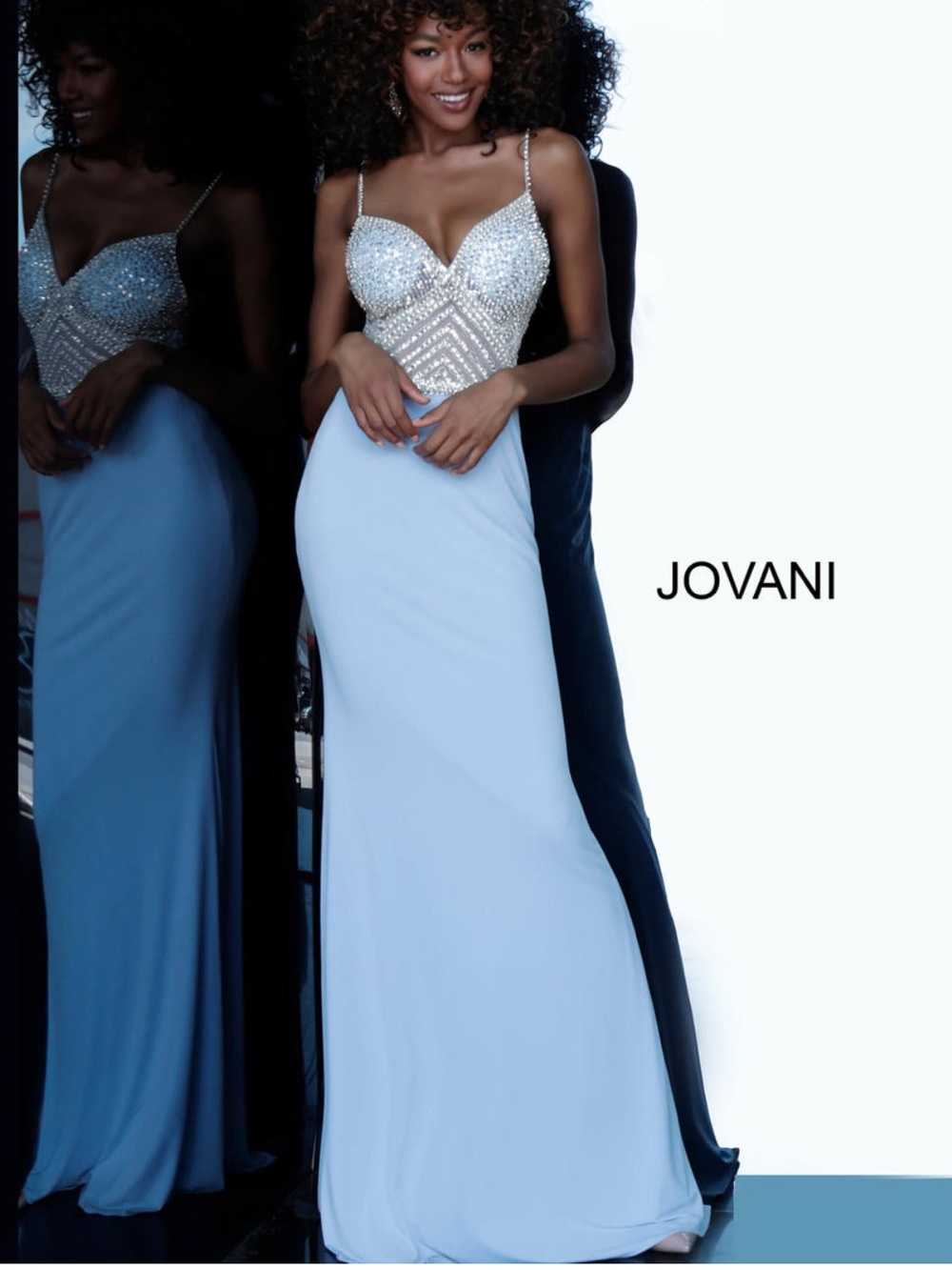Jovani 63147 Light Blue Beaded Bodice Evening Gown